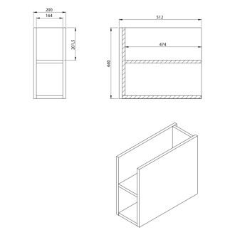 LOREA skrinka s dvojumývadlom 181x46x51, 5cm (80+20+80cm), biela mat LE080-3131-04