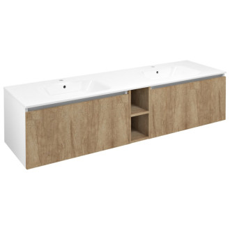 LOREA skrinka s dvojumývadlom 181x46x51, 5cm, dub alabama/biela mat LE080-2231-06