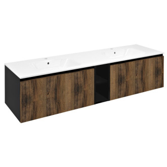LOREA skrinka s dvojumývadlom 181x46x51, 5cm, dub collingwood/čierna mat LE080-1935-07