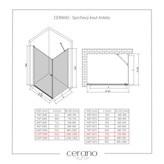 CERANO Sprchovací kút Antelo L/P chróm, transparent sklo 110x80 krídlový
