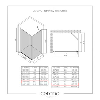 CERANO Sprchovací kút Antelo L/P chróm, transparent sklo 110x90 krídlový