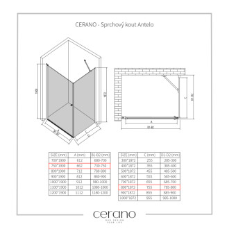 CERANO Sprchovací kút Antelo L/P chróm, transparent sklo 75x80 krídlový