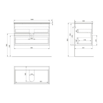 PANEDA umývadlová skrinka 99,5x55x45,2cm, biela PN210