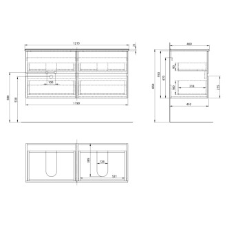 PANEDA umývadlová skrinka 119x55x45, 2cm, biela PN212