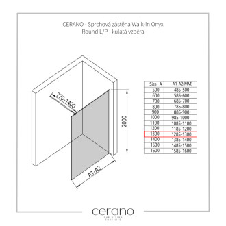 CERANO Sprchová zástena Walk-in Industro L/P 8mm čierna mat/industriálne sklo 130x200