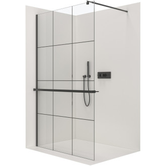 CERANO Sprchová zástena Walk-in Industro L/P držiak 8mm čierna mat/industriálne sklo 140x200