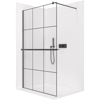 CERANO Sprchová zástena Walk-in Industro L/P držiak 8mm čierna mat/industriálne sklo 140x200