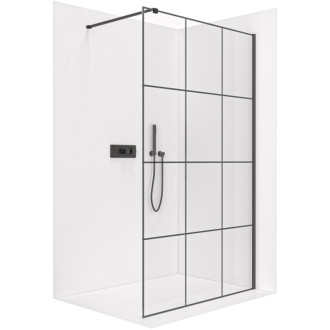 CERANO Sprchová zástena Walk-in Industro L/P 8mm čierna mat/industriálne sklo 90x200