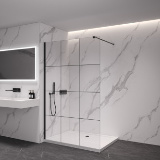 CERANO Sprchová zástena Walk-in Industro L/P 8mm čierna mat/industriálne sklo 90x200