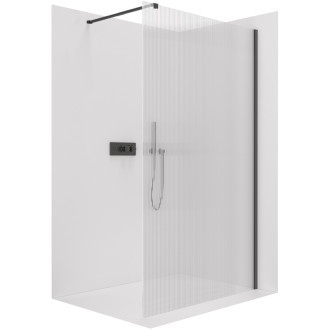 CERANO Sprchová zástena Walk-in Onyx L/P čierna mat, ryhované sklo 90x200