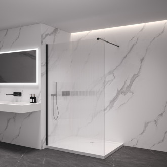 CERANO Sprchová zástena Walk-in Onyx L/P čierna mat, ryhované sklo 90x200