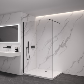 CERANO Sprchová zástena Walk-in Onyx Ľ/P čierna mat, transparent sklo 90x200