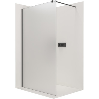 CERANO Sprchová zástena Walk-in Onyx Ľ/P guľatá čierna mat, mliečne sklo 50x200