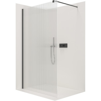CERANO Sprchová zástena Walk-in Onyx Ľ/P guľatá čierna mat, ryhované sklo 130x200