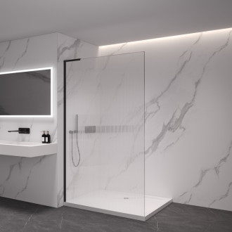 CERANO Sprchová zástena Walk-in Onyx Ľ/P L-ľavá čierna mat, ryhované sklo 140x200