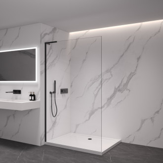CERANO Sprchová zástena Walk-in Onyx Ľ/P L-ľavá čierna mat, transparent sklo 160x200