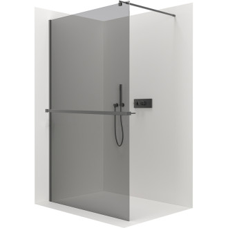 CERANO Sprchová zástena Walk-in Onyx Ľ/P držiak čierna mat, grafitové sklo 160x200