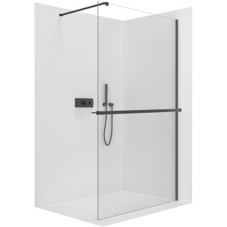 CERANO Sprchová zástena Walk-in Onyx Ľ/P držiak čierna mat, transparent sklo 160x200