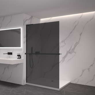 CERANO Sprchová zástena Walk-in Onyx L/P držiak L-ľavá čierna mat, grafitové sklo 70x200