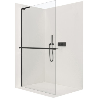 CERANO Sprchová zástena Walk-in Onyx L/P držiak L-ľavá čierna mat, transparent sklo 100x200