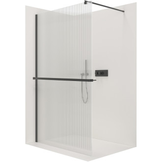 CERANO Sprchová zástena Walk-in Onyx Ľ/P + držiak čierna mat, ryhované sklo 80x200