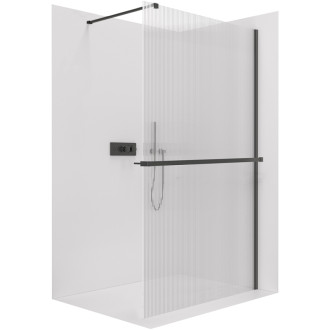 CERANO Sprchová zástena Walk-in Onyx Ľ/P + držiak čierna mat, ryhované sklo 80x200
