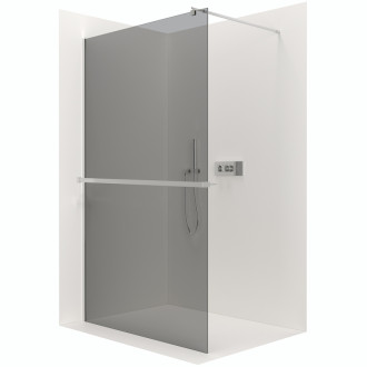 CERANO Sprchová zástena Walk-in Onyx Ľ/P + držiak guľatá chróm, grafitové sklo 140x200