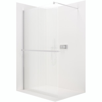 CERANO Sprchová zástena Walk-in Onyx Ľ/P + držiak guľatá chróm, ryhované sklo 100x200