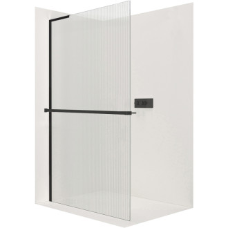 CERANO Sprchová zástena Walk-in Onyx L/P + držiak L-ľavá čierna mat, ryhované sklo 90x200