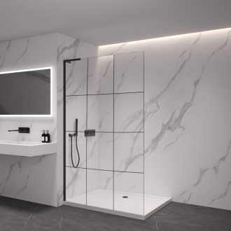 CERANO Sprchová zástena Walk-in Onyx L-ľavá 8mm čierna mat/industriálne sklo 130x200