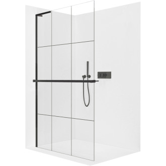 CERANO Sprchová zástena Walk-in Onyx L-ľavá +držiak 8mm čierna mat/industriálne sklo 160x200
