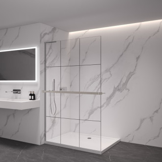 CERANO Sprchová zástena Walk-in Onyx L-ľavá +držiak 8mm chróm/industriálne sklo 110x200