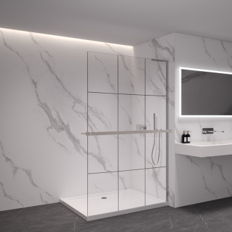 CERANO Sprchová zástena Walk-in Onyx L-pravá +držiak 8mm chróm/industriálne sklo 90x200