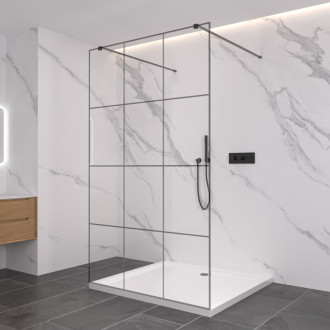 CERANO Sprchová zástena Walk-in Onyx Duo Ľ/P 8mm čierna mat/industriálne sklo 150x200