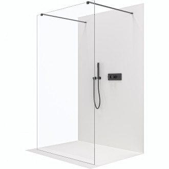 CERANO Sprchová zástena Walk-in Onyx Duo Ľ/P čierna mat, transparent sklo 130x200