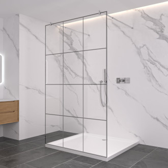 CERANO Sprchová zástena Walk-in Onyx Duo Ľ/P guľatá 8mm chróm/industriálne sklo 120x200