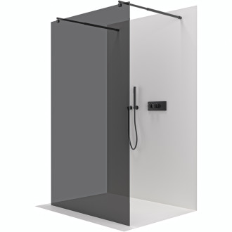 CERANO Sprchová zástena Walk-in Onyx Duo Ľ/P guľatá čierna mat, grafitové sklo 130x200