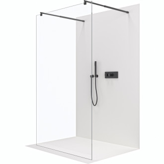 CERANO Sprchová zástena Walk-in Onyx Duo Ľ/P guľatá čierna mat, transparent sklo 100x200