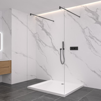 CERANO Sprchová zástena Walk-in Onyx Duo Ľ/P guľatá čierna mat, transparent sklo 60x200