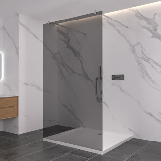 CERANO Sprchová zástena Walk-in Onyx Duo Ľ/P okrúhla chróm, grafitové sklo 160x200