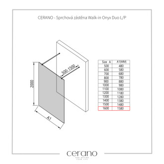 CERANO Sprchová zástena Walk-in Onyx Duo Ľ/P okrúhla chróm, grafitové sklo 160x200