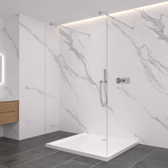 CERANO Sprchová zástena Walk-in Onyx Duo Ľ/P guľatá chróm, transparent sklo 110x200