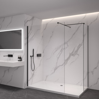 CERANO Sprchová zástena Walk-in Onyx TL/P čierna mat, transparent sklo 110x60