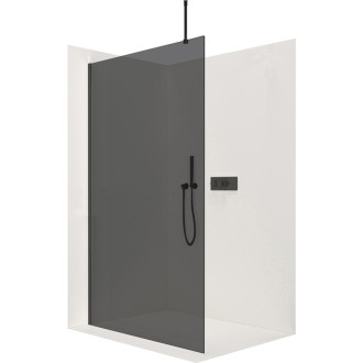 CERANO Sprchová zástena Walk-in Onyx Top L/P čierna mat, grafitové sklo 110x200
