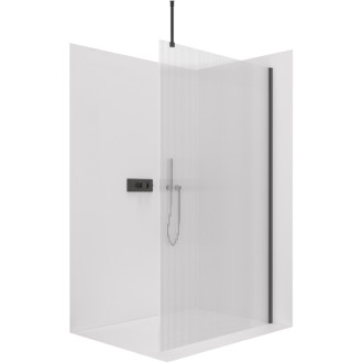 CERANO Sprchová zástena Walk-in Onyx Top L/P čierna mat, ryhované sklo 90x200