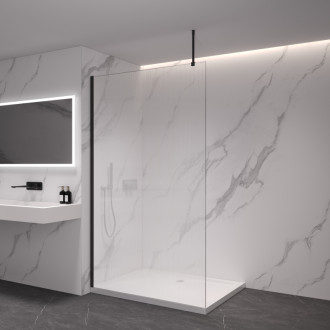 CERANO Sprchová zástena Walk-in Onyx Top L/P čierna mat, ryhované sklo 90x200