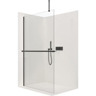 CERANO Sprchová zástena Walk-in Onyx Top Ľ/P držiak čierna mat, transparent sklo 90x200