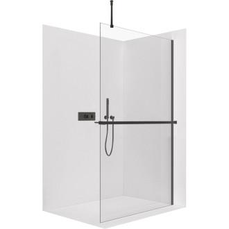 CERANO Sprchová zástena Walk-in Onyx Top Ľ/P držiak čierna mat, transparent sklo 90x200