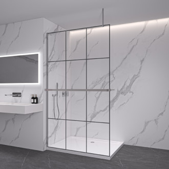 CERANO Sprchová zástena Walk-in Onyx Top Ľ/P + držiak 8mm chróm/industriálne sklo 90x200