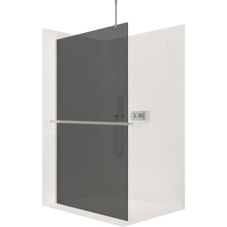CERANO Sprchová zástena Walk-in Onyx Top Ľ/P + držiak chróm, grafitové sklo 140x200